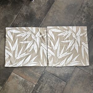 H&M Leaf Print Tan and White Pillow Covers